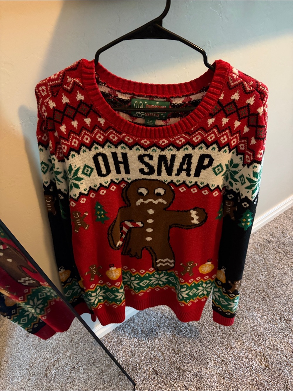 Ugly Christmas Sweater - Oh Snap Gingerbread Pullover - Red